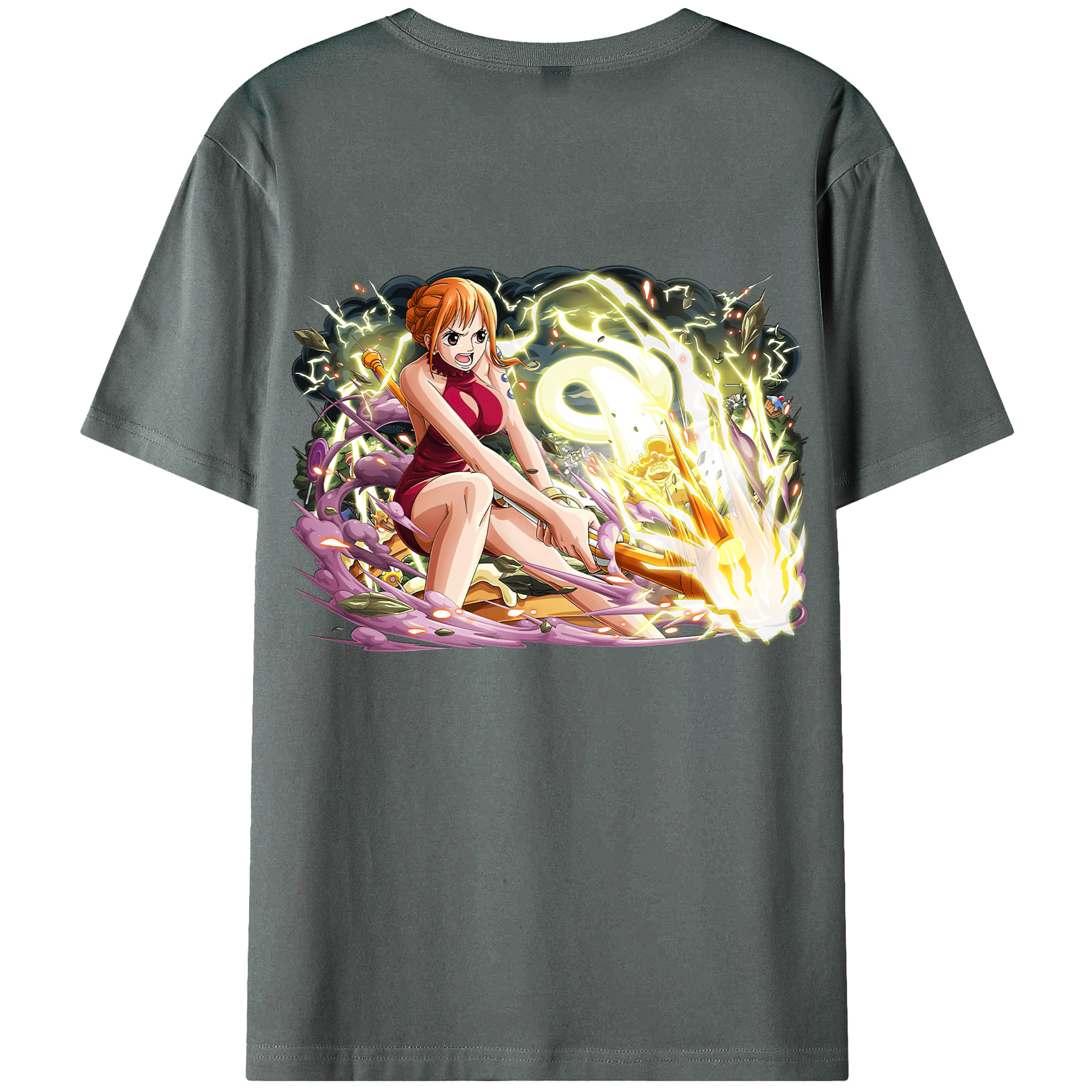 （画像用） ワンピース ナミ ONE PIECE Nami 綿100％ メンズ半袖Tシャツ（バックプリント） 通気性